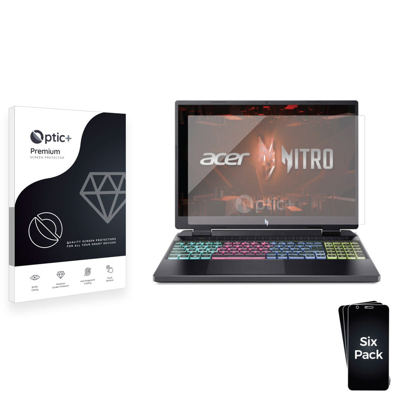 6pk Optic+ Premium Film Screen Protectors for Acer Nitro 16