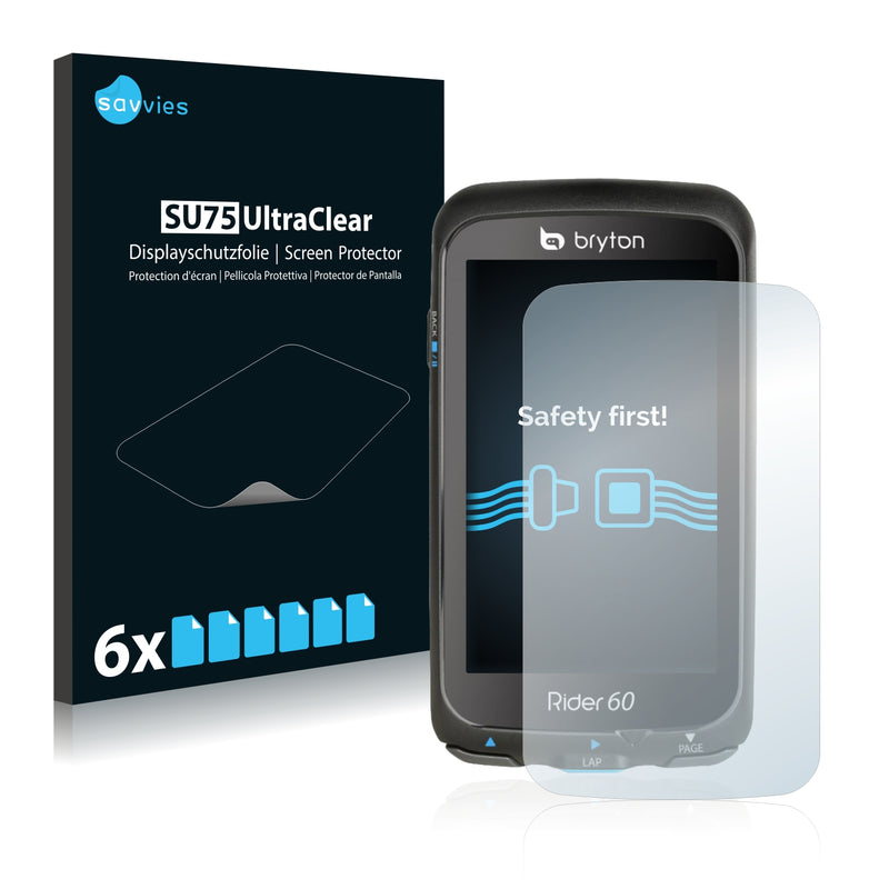 6x Savvies SU75 Screen Protector for Bryton Rider 60E