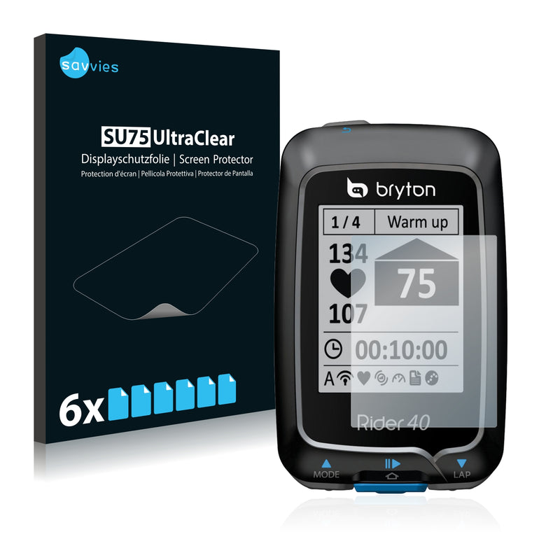 6x Savvies SU75 Screen Protector for Bryton Rider 40