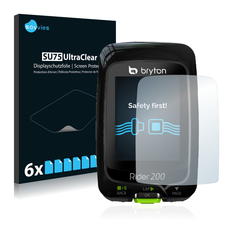 6x Savvies SU75 Screen Protector for Bryton Rider 200