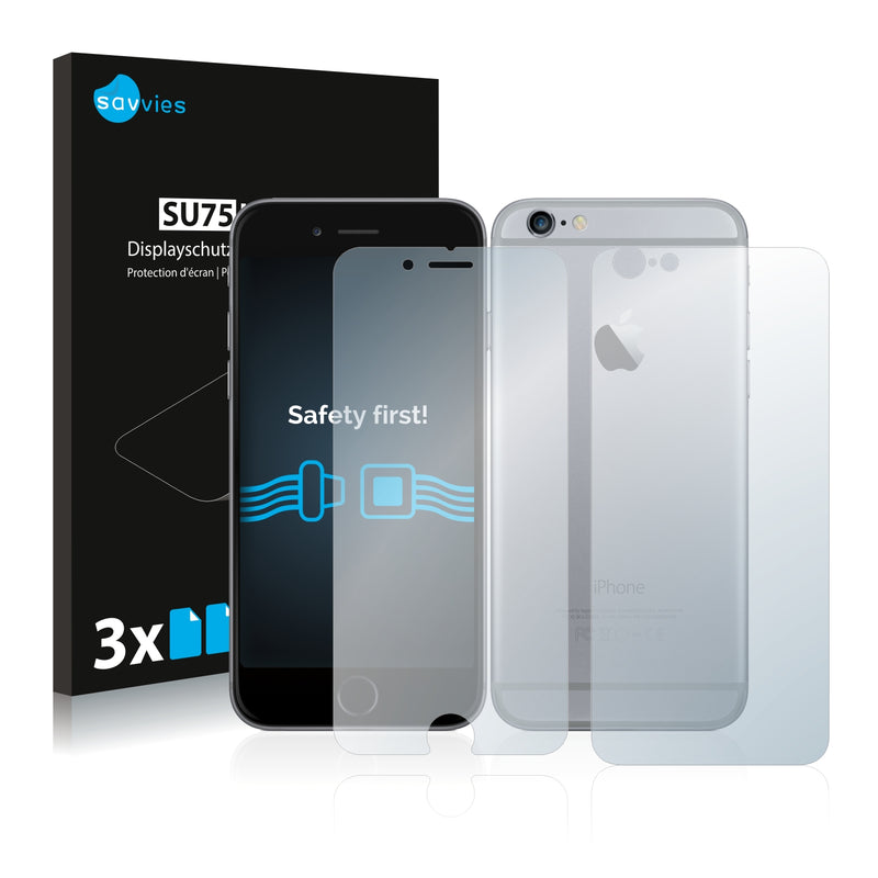 6x Savvies SU75 Screen Protector for Apple iPhone 6 (Front + Back)