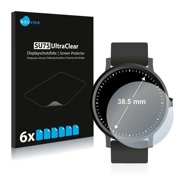 6x Savvies SU75 Screen Protector for Watches (Circular, Diameter: 38.5 mm)