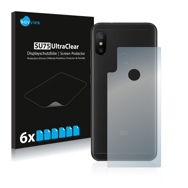 6x Savvies SU75 Screen Protector for Xiaomi Mi A2 Lite (Back)