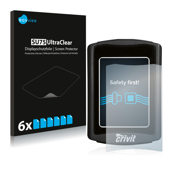 6x Savvies SU75 Screen Protector for Crivit Fahrradcomputer