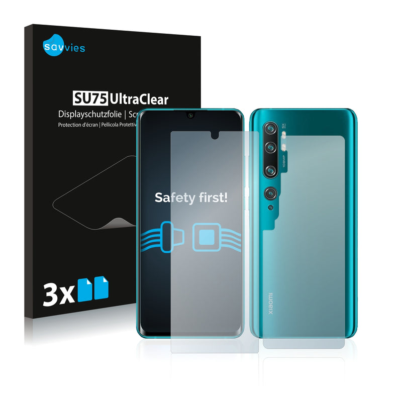 6x Savvies SU75 Screen Protector for Xiaomi Mi Note 10 Pro (Front + Back)