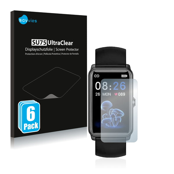 6x Savvies SU75 Screen Protector for Jpantech Fitness Watch