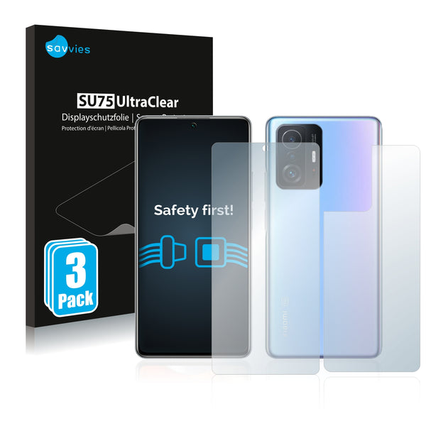 6x Savvies SU75 Screen Protector for Xiaomi 11T (Front + Back)