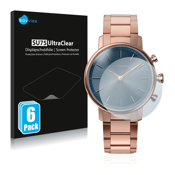 6x Savvies SU75 Screen Protector for Kronaby Carat 38 mm