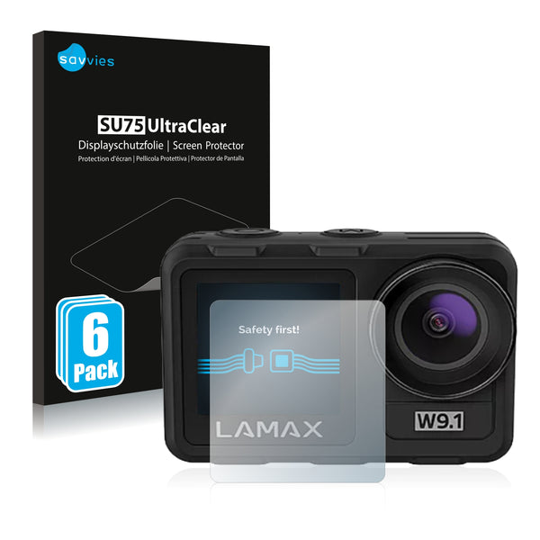 6x Savvies SU75 Screen Protector for Lamax W9.1 (Front display)