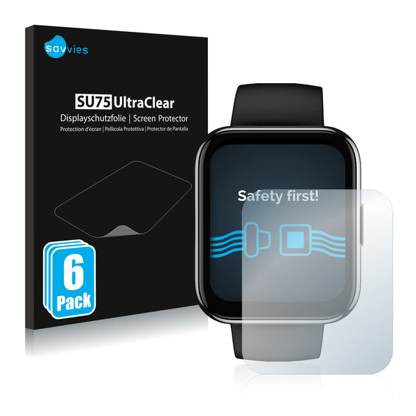 6x Savvies SU75 Screen Protector for Realme Dizo Watch Pro