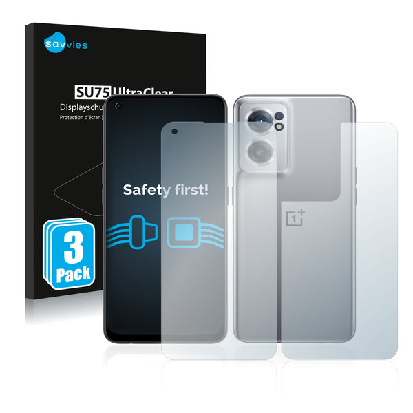 6x Savvies SU75 Screen Protector for OnePlus Nord CE 2 5G (Front + Back)