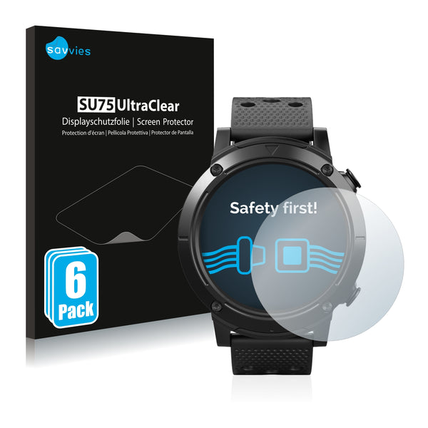 6x Savvies SU75 Screen Protector for SilverCrest Smartwatch Sport