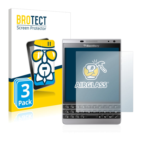 3x BROTECT AirGlass Glass Screen Protector for BlackBerry Passport Silver Edition