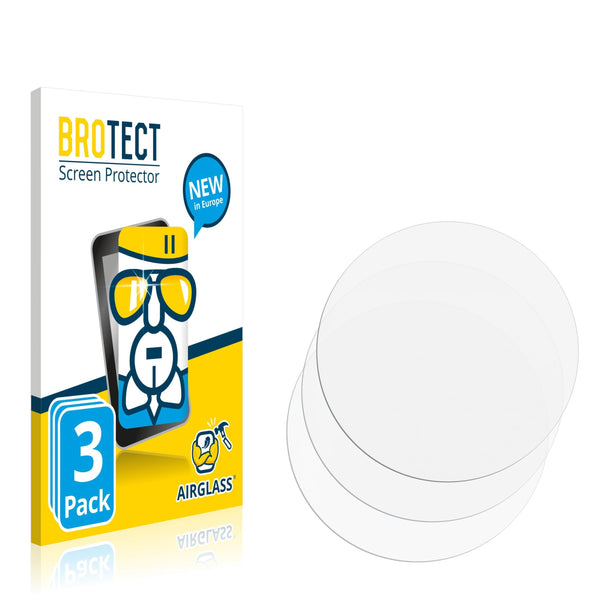 3x BROTECT AirGlass Glass Screen Protector for Circular Displays (Diameter: 21 mm)