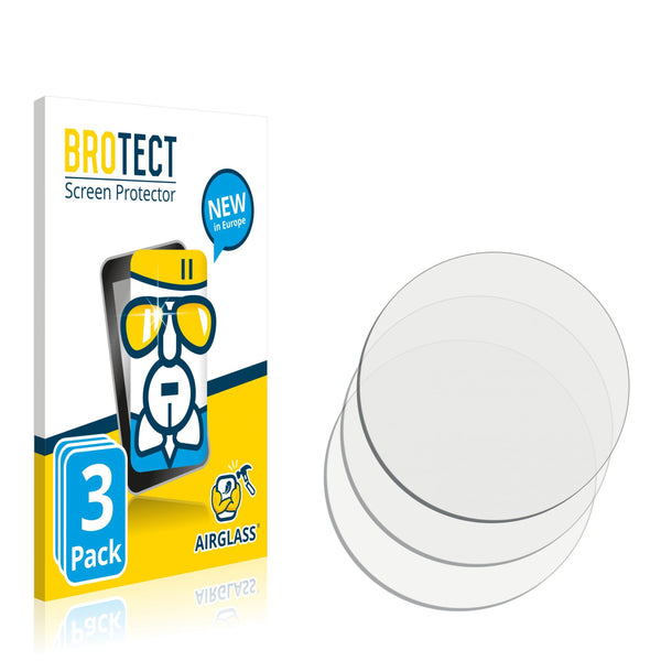 3x BROTECT AirGlass Glass Screen Protector for Circular Displays (Diameter: 29 mm)