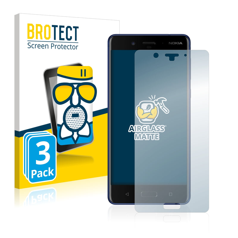 3x BROTECT AirGlass Matte Glass Screen Protector for Nokia 8