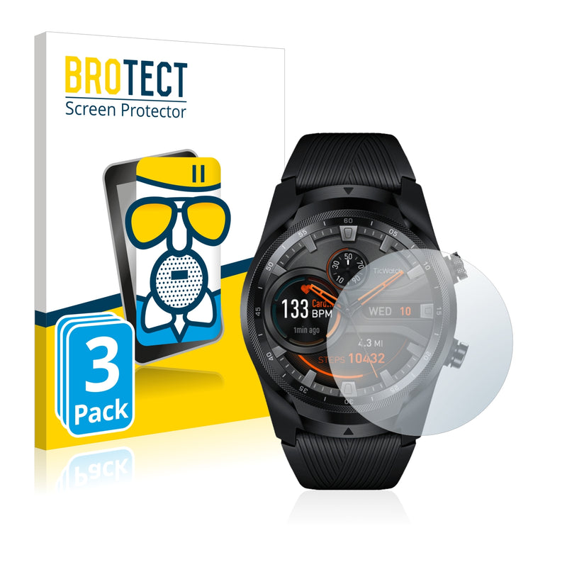 3x BROTECT AirGlass Matte Glass Screen Protector for Mobvoi Ticwatch Pro 2019