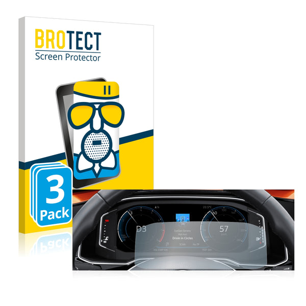 3x BROTECT AirGlass Matte Glass Screen Protector for Volkswagen Polo 6 Digital Cockpit Pro