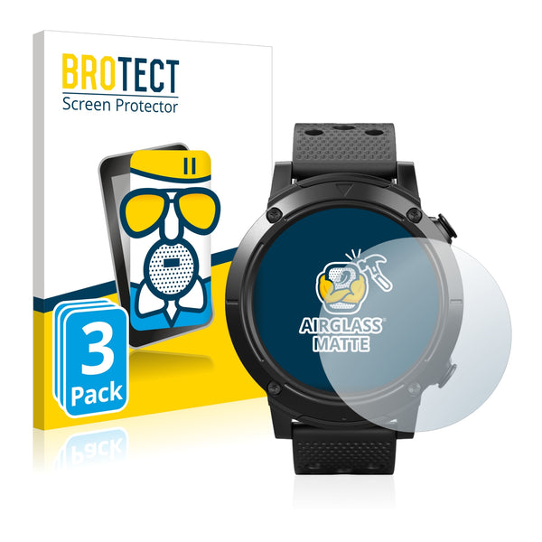 3x BROTECT AirGlass Matte Glass Screen Protector for SilverCrest Smartwatch Sport